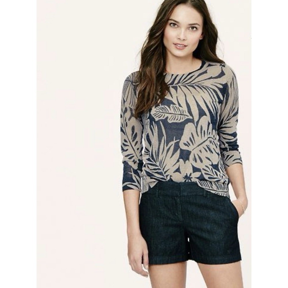 Loft Italian Yarn Women's Tropical Leaf Pattern Lightweight Sweater Size XL